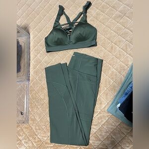 Olive Victorias Secret XS Leggings and 32B Sports Bra Set